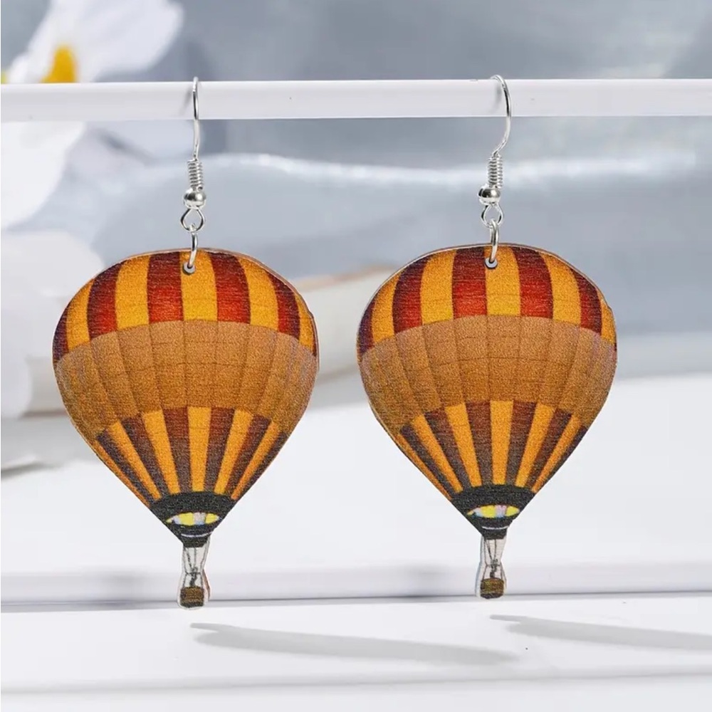 Yellow Hot Air Balloon Dangle Earrings